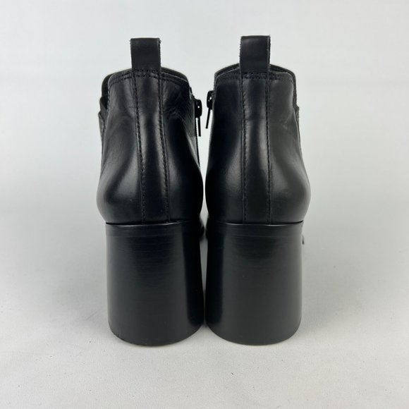 Lucky Brand Womens Debruh Black Leather Heeled Bootie Chunky Ankle Boots size 10 - Picture 4 of 16